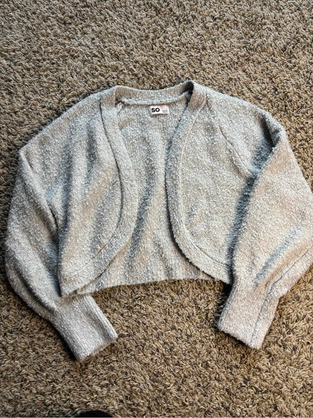 SO Lightweight Bouclé Cropped Cardigan -‎ Light Gray
